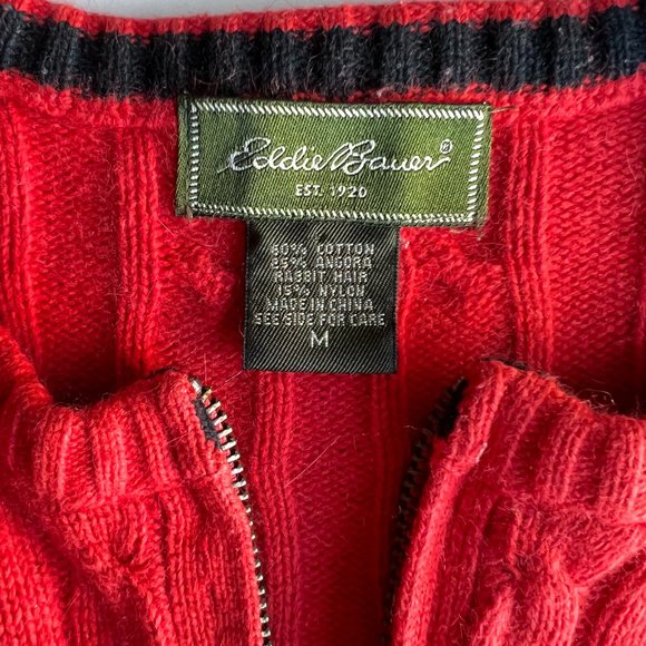 Vintage Eddie Bauer Cotton/Angora/Nylon Sweater in Red - Picture 8 of 13